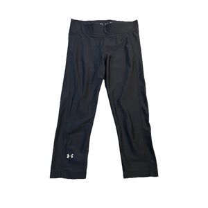 Under Armour HeatGear Women's M Black Capri Leggings Compression Stretch Logo